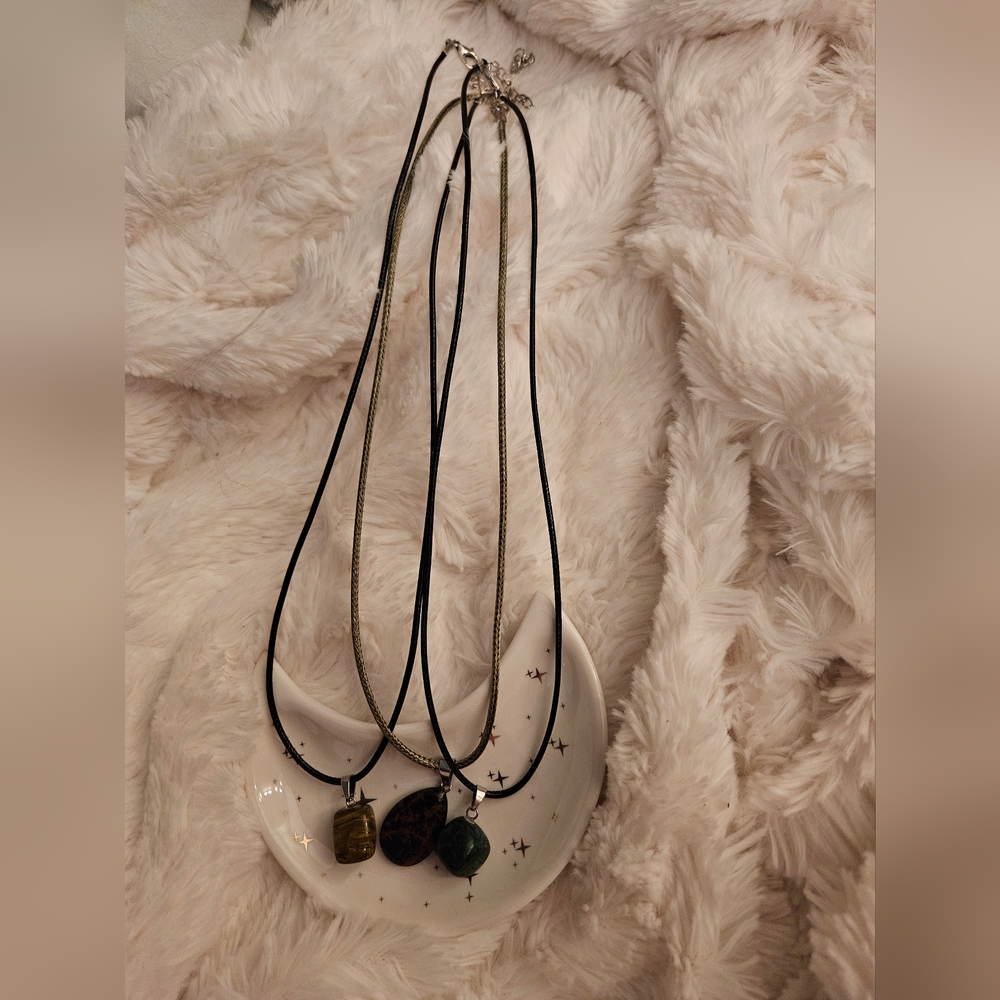 Three Stone Pendant Necklaces